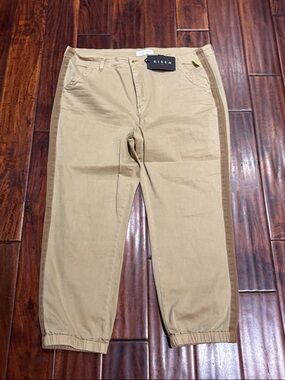 Risen Women’s Tan Track Joggers with Brown Side Stripe